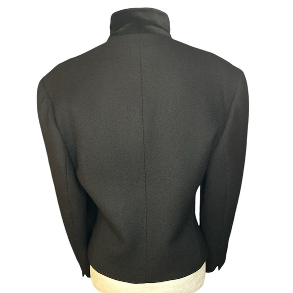 Vintage Louis Feraud Wool Blazer Evening Jacket Velvet Embroidery Size 8 Black - Picture 3 of 9